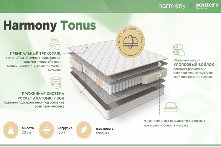 Матрас Sontery "Harmony Tonus" by Askona